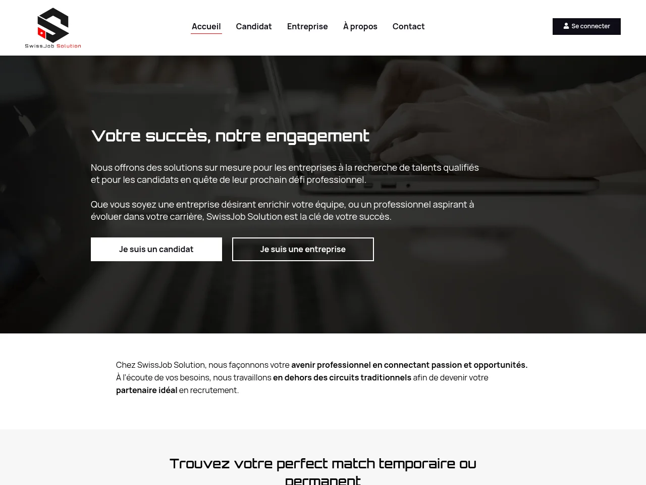 SwissJob Solution screenshot SwissJob Solution job board platform screenshot showing job search interface