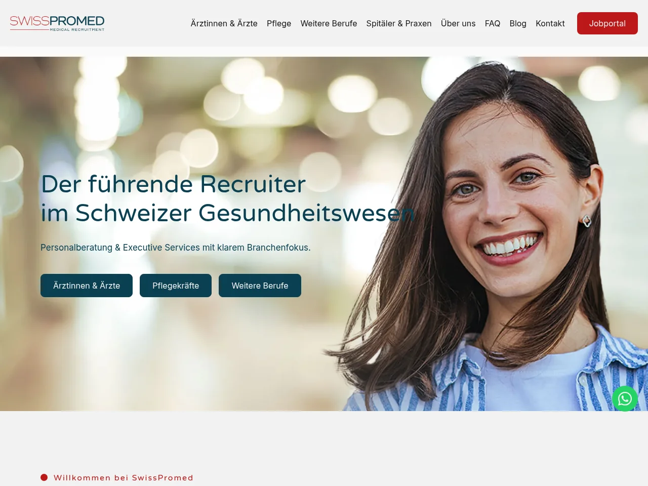 SwissPromed job board platform screenshot showing job search interface