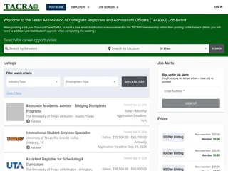 Texas Association of Collegiate Registrars and Admissions Officers (TACRAO) - Job Board screenshot preview