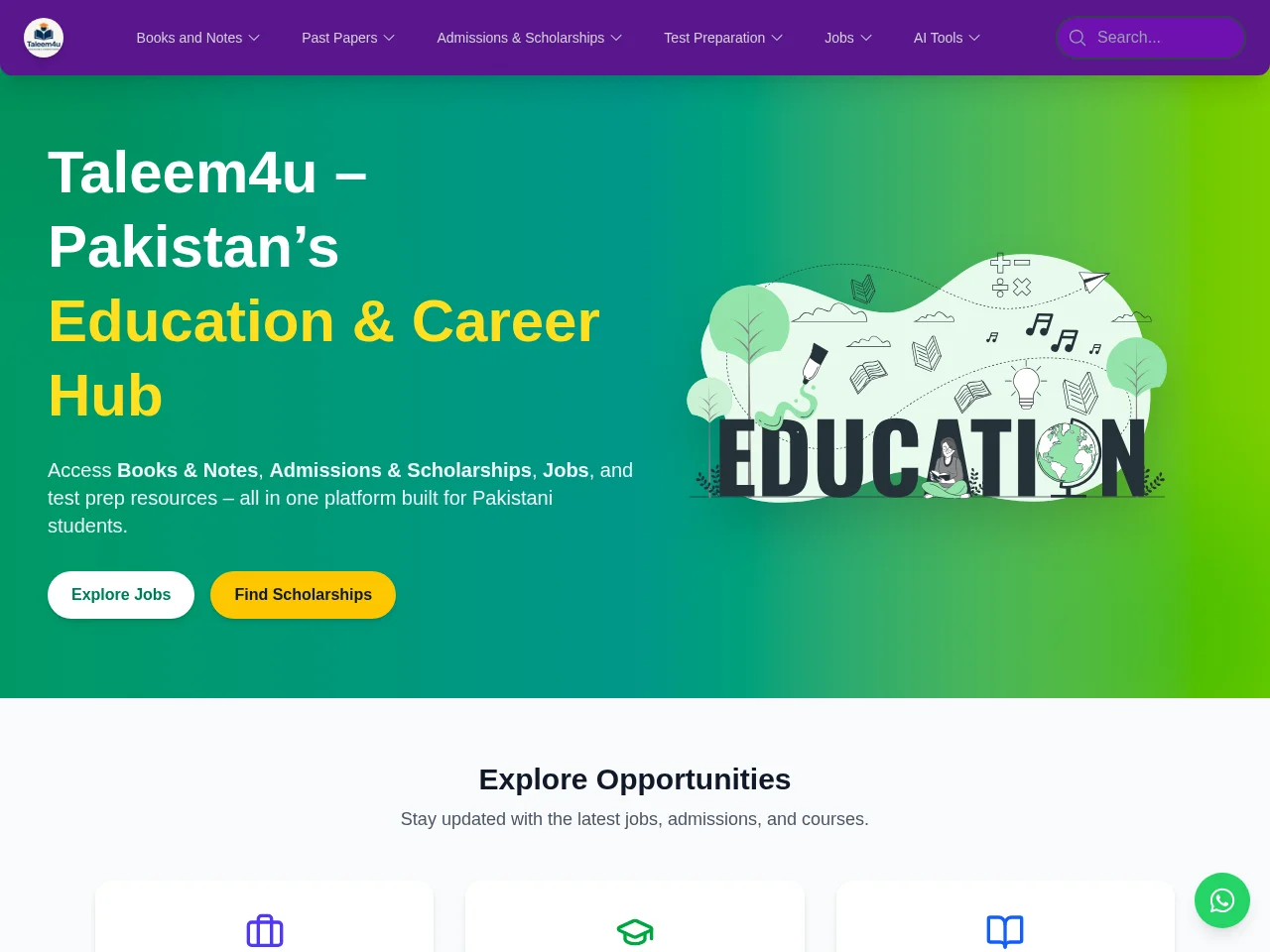 Taleem4u screenshot Taleem4u job board platform screenshot showing job search interface