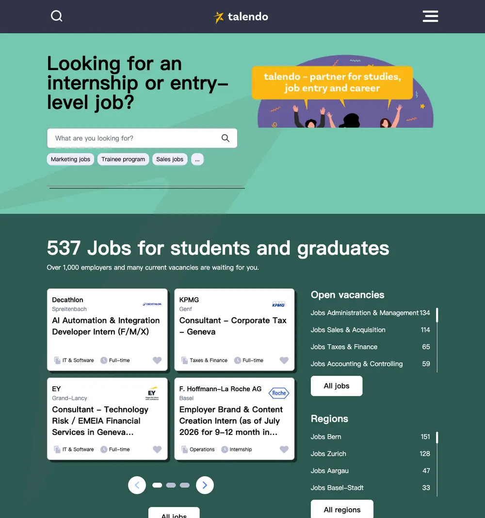 talendo job board platform screenshot showing job search interface