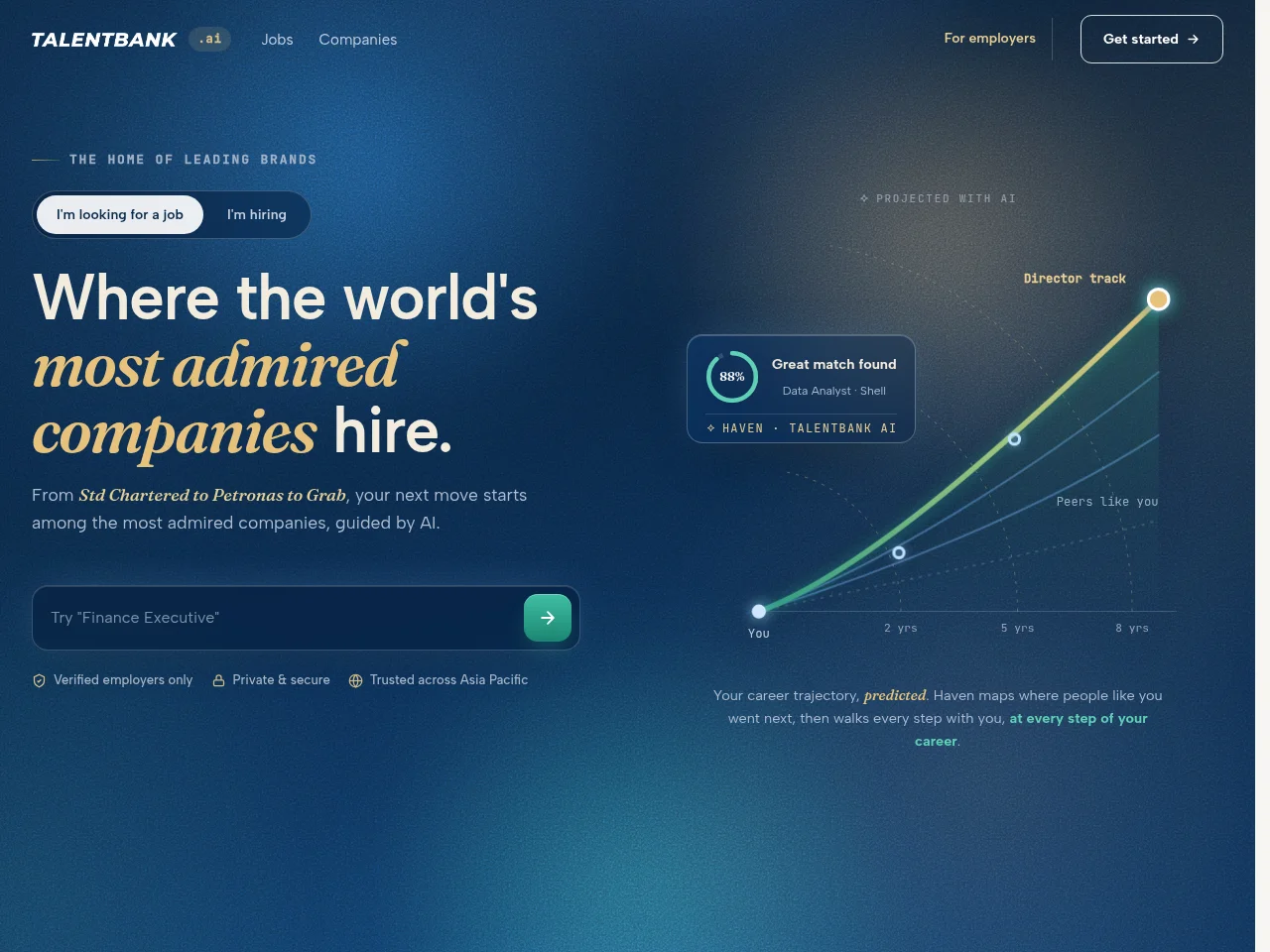 Talentbank job board platform screenshot showing job search interface
