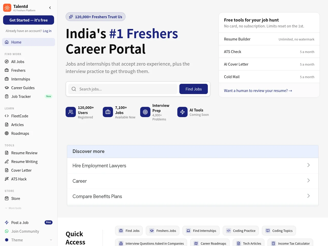 Talentd screenshot Talentd job board platform screenshot showing job search interface