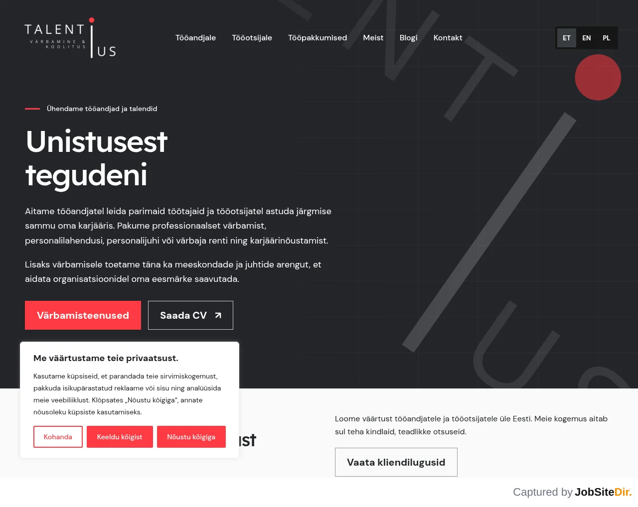 Talentius website screenshot