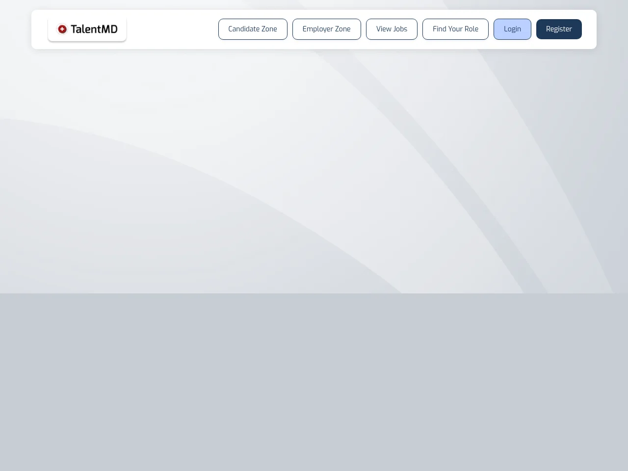 Talent MD job board platform screenshot showing job search interface