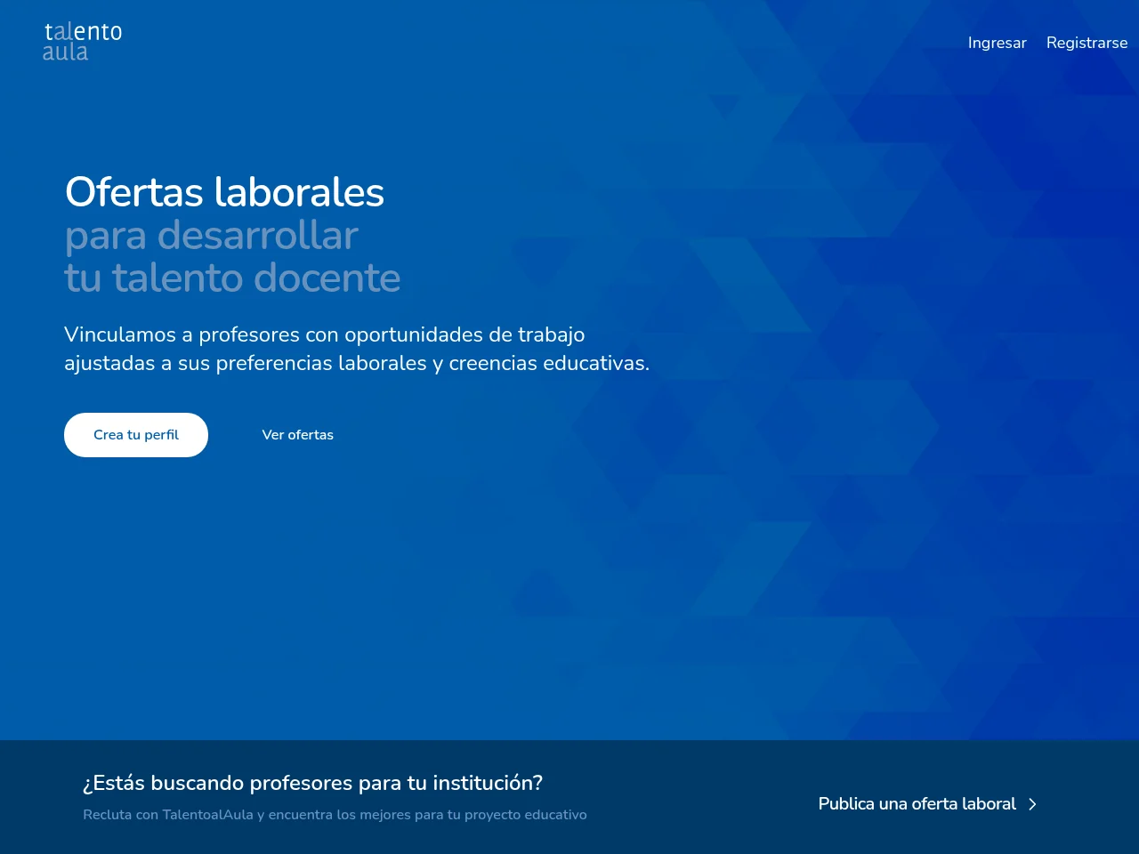 Talento al Aula job board platform screenshot showing job search interface