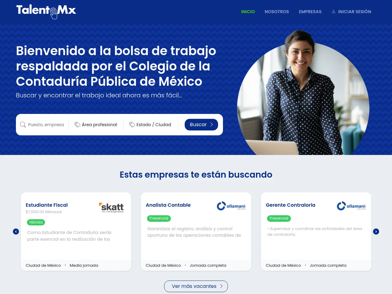 Talento MX screenshot Talento MX job board platform screenshot showing job search interface
