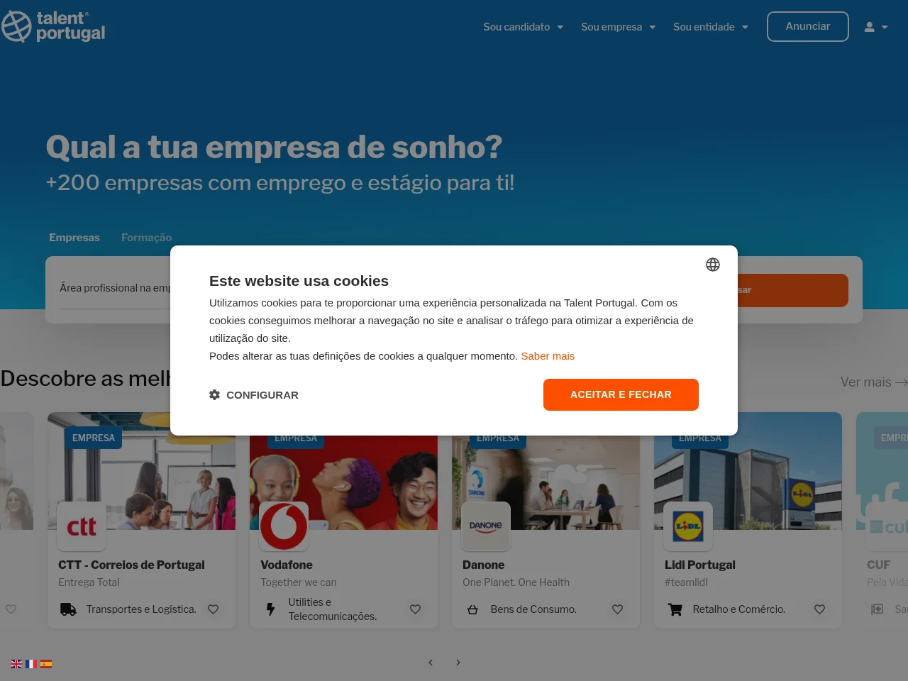 Talent Portugal website screenshot