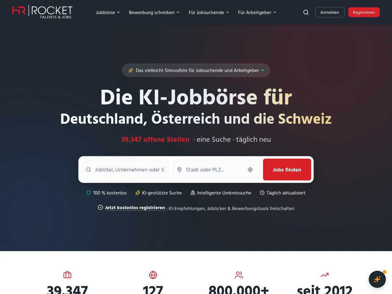 Talents & Jobs job board platform screenshot showing job search interface