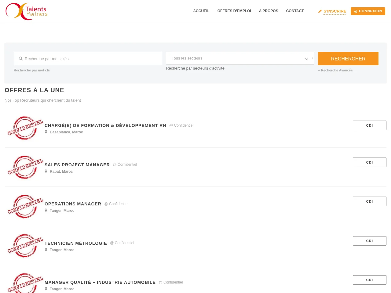 Talents Partners screenshot Talents Partners job board platform screenshot showing job search interface