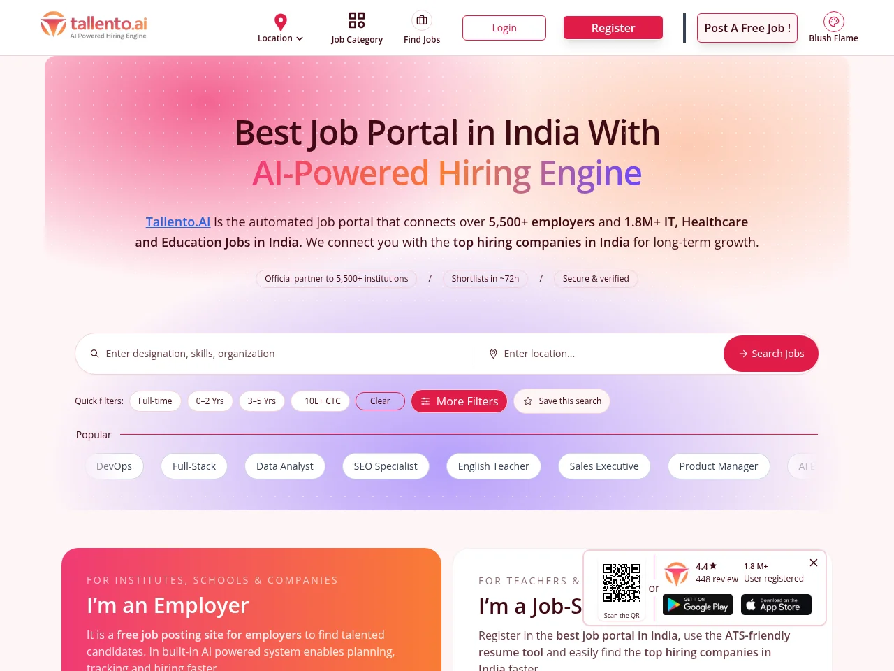 Tallento.ai screenshot Tallento.ai job board platform screenshot showing job search interface