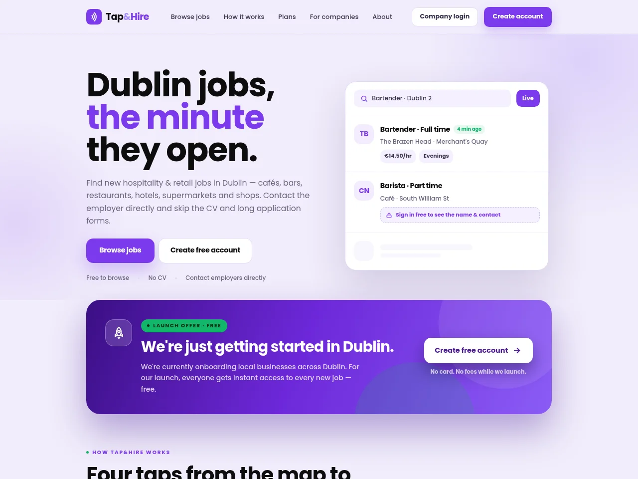 Tap&Hire screenshot Tap&Hire job board platform screenshot showing job search interface