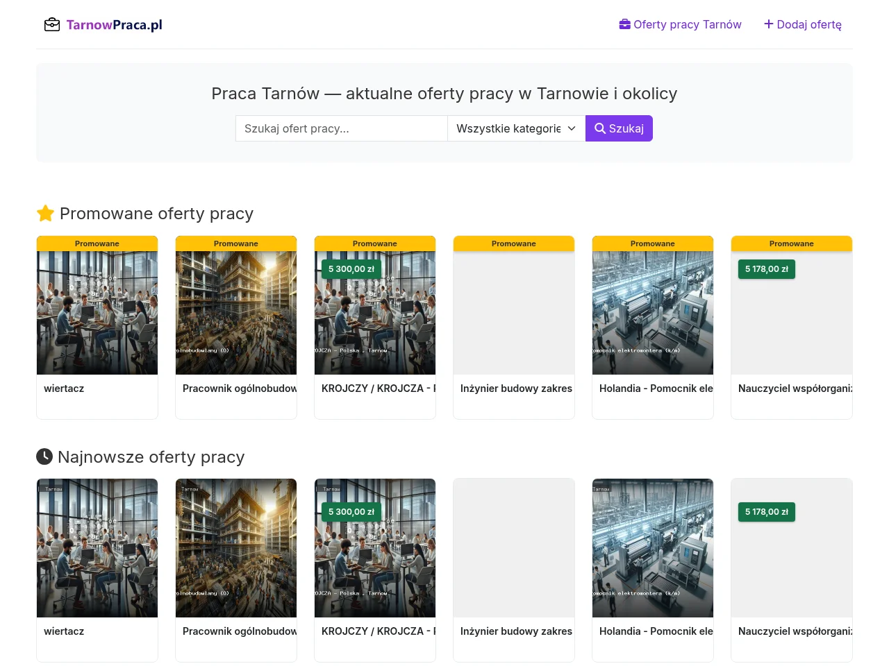 tarnowpraca.pl screenshot tarnowpraca.pl job board platform screenshot showing job search interface