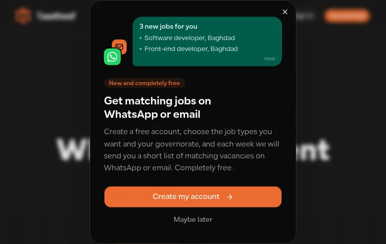 Tawtheef job board platform screenshot showing job search interface