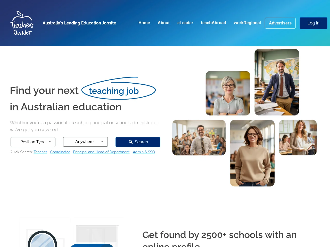 Teachers On Net screenshot Teachers On Net job board platform screenshot showing job search interface