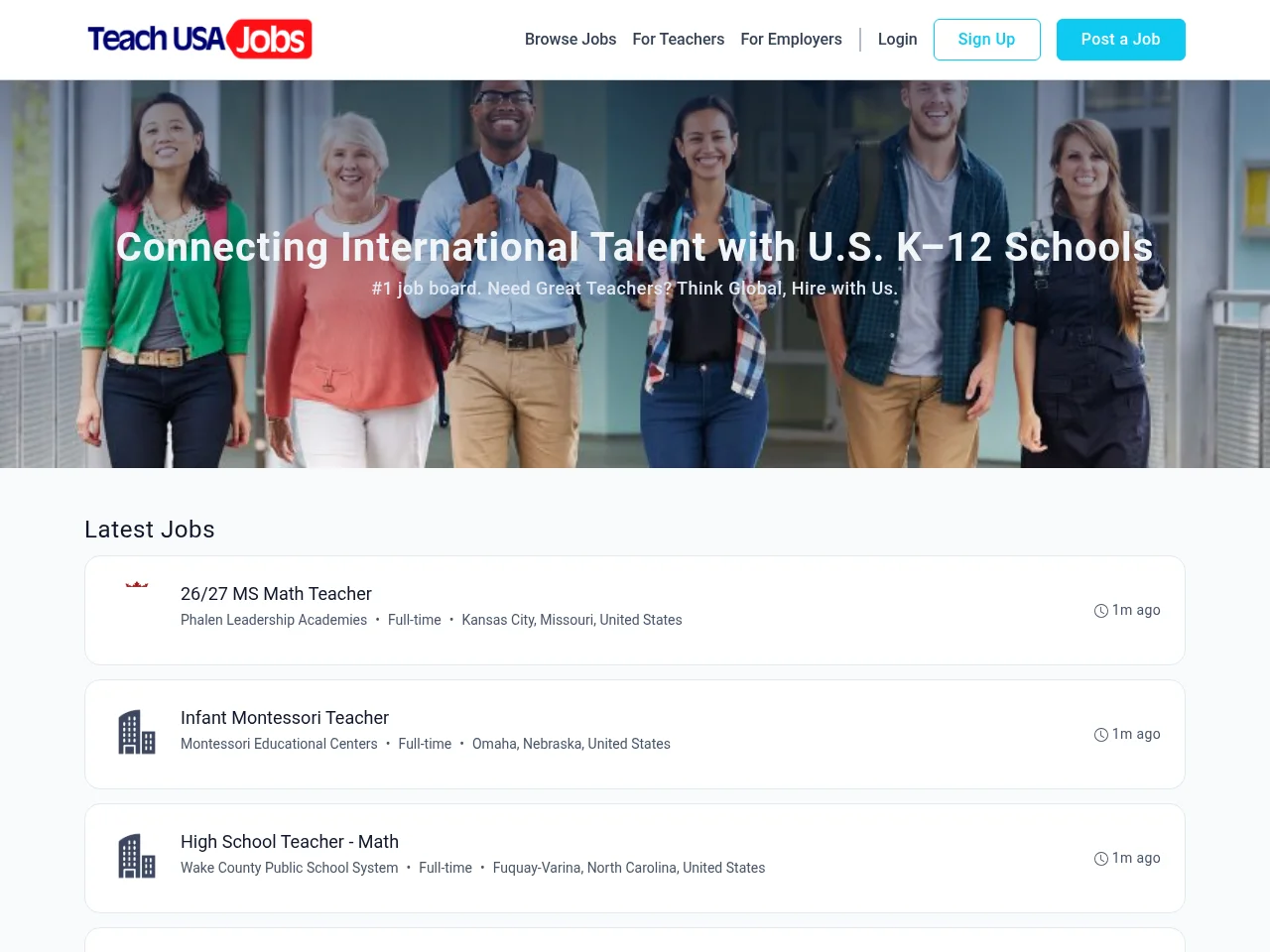 TeachUSAJobs screenshot TeachUSAJobs job board platform screenshot showing job search interface