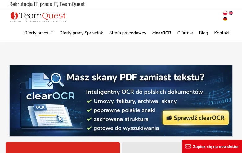 TeamQuest.pl screenshot TeamQuest.pl job board platform screenshot showing job search interface