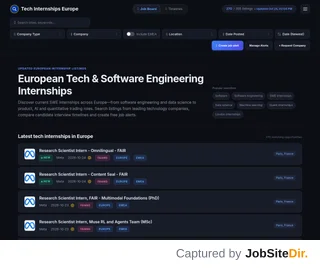 Tech Internships EU platform preview