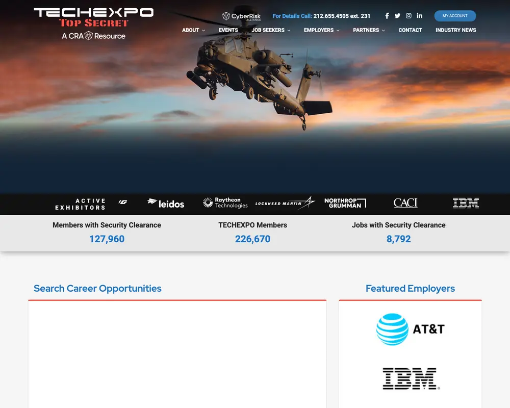 TECHEXPO USA job board platform screenshot showing job search interface