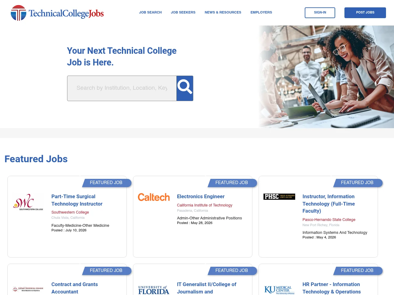 Technical College Jobs screenshot Technical College Jobs job board platform screenshot showing job search interface