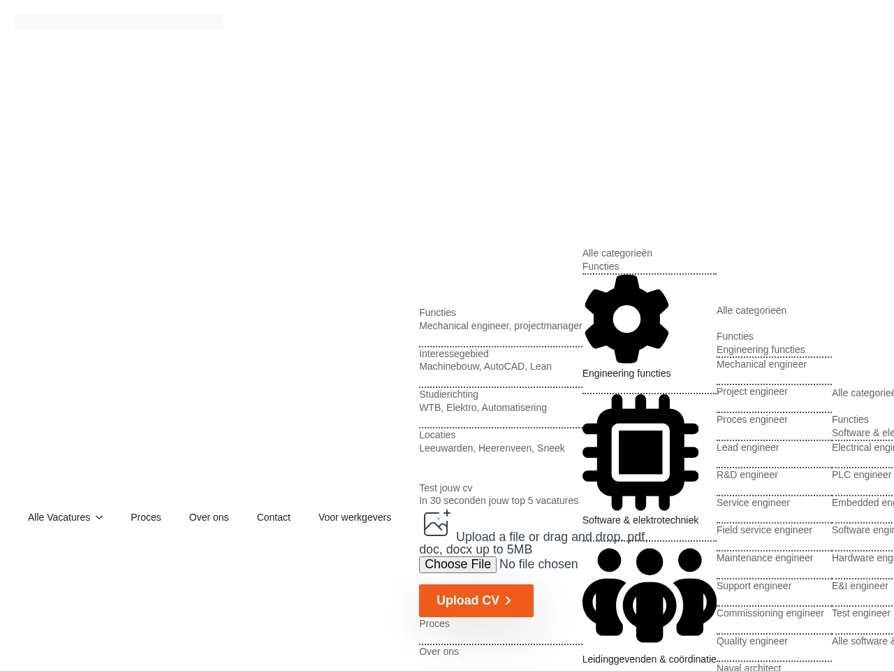Technieker job board platform screenshot showing job search interface