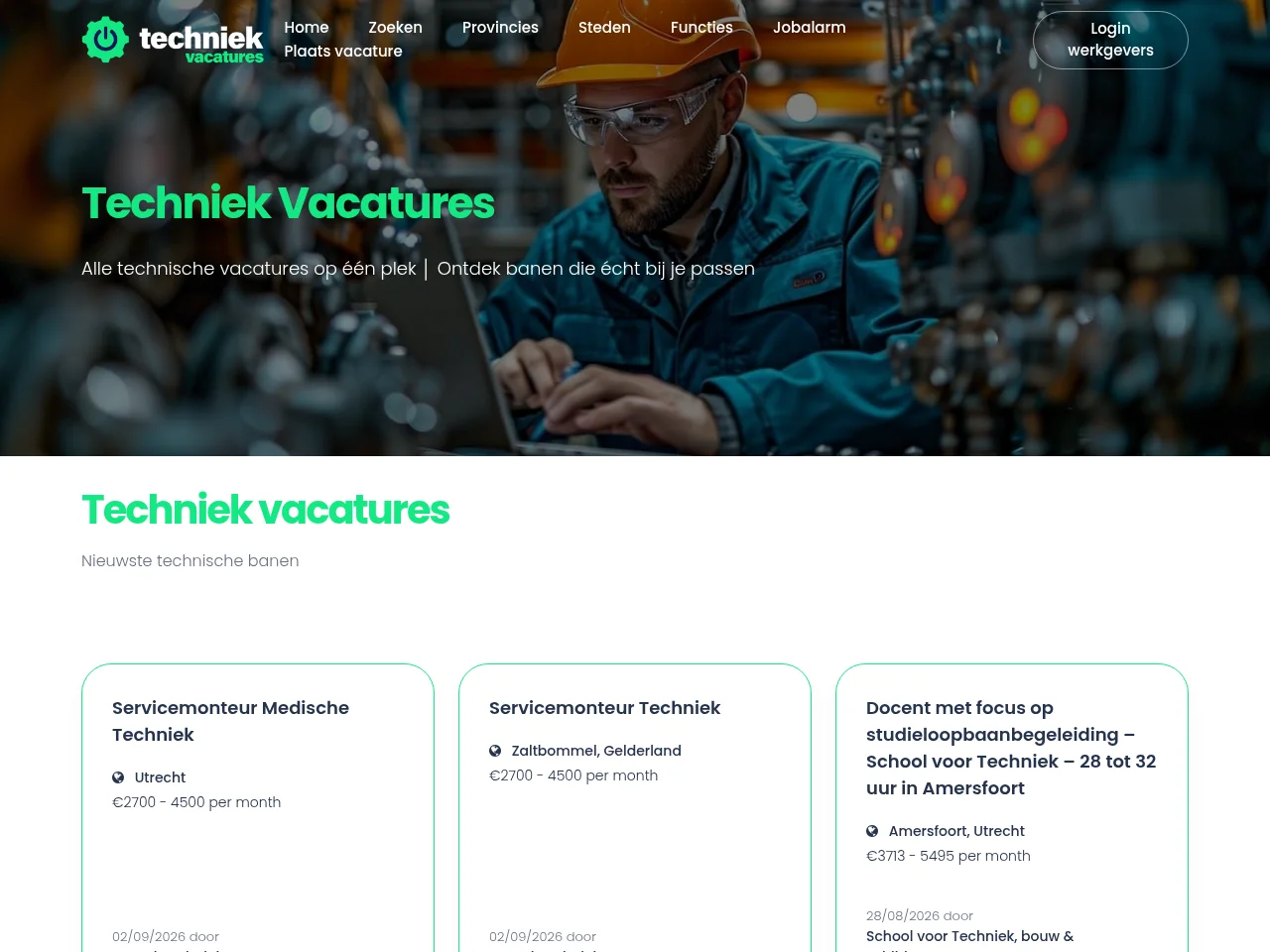 TechniekVacatures.nl screenshot TechniekVacatures.nl job board platform screenshot showing job search interface