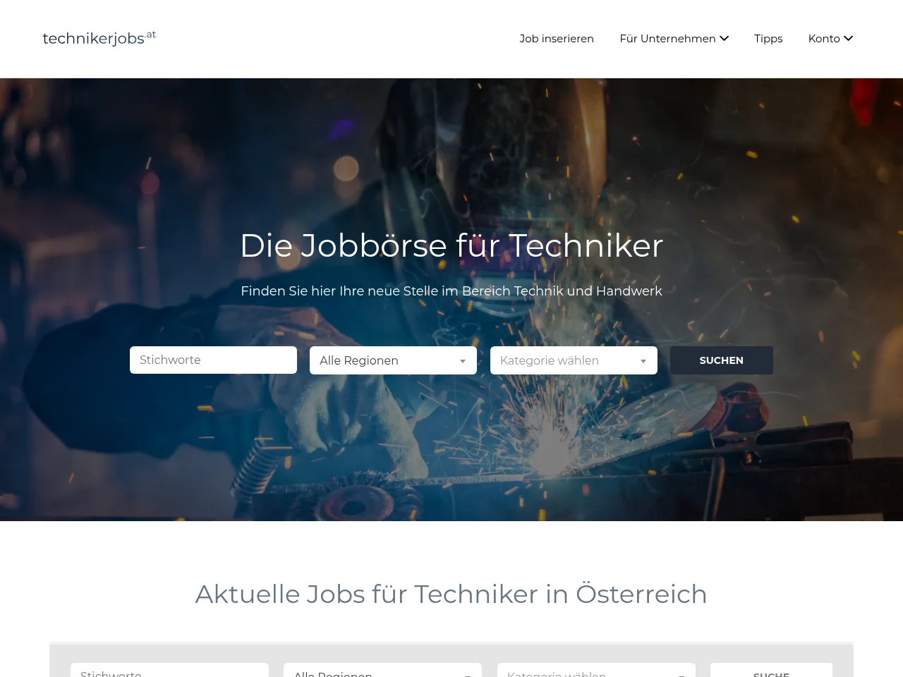 technikerjobs.at screenshot technikerjobs.at job board platform screenshot showing job search interface