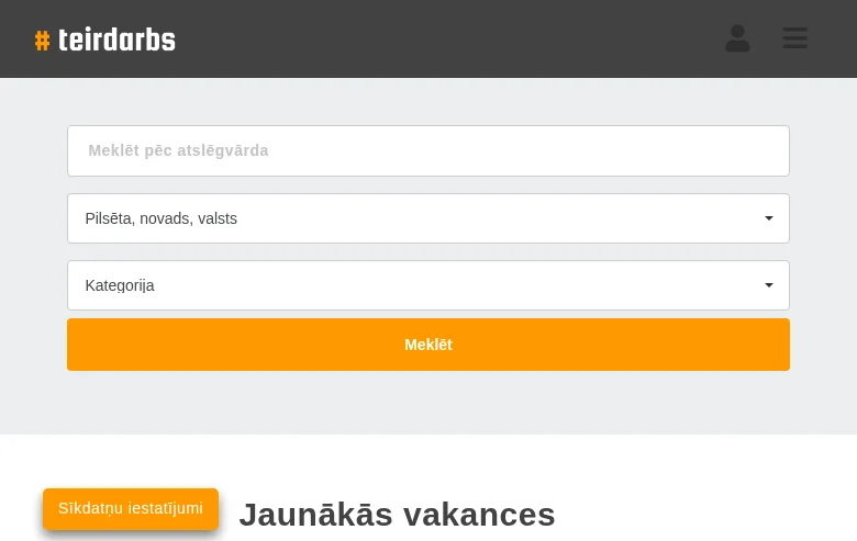 teirdarbs.lv screenshot teirdarbs.lv job board platform screenshot showing job search interface