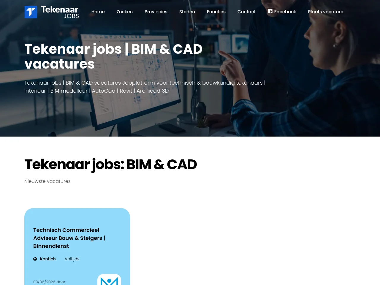 Tekenaar Jobs screenshot Tekenaar Jobs job board platform screenshot showing job search interface