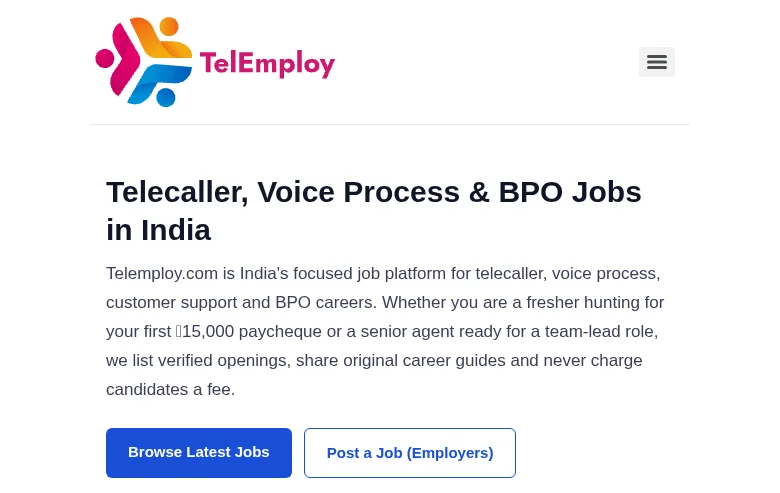 Telemploy.com screenshot Telemploy.com job board platform screenshot showing job search interface