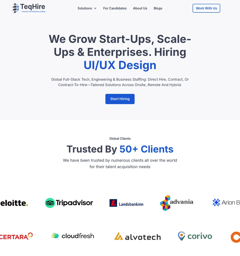 TeqHire job board platform screenshot showing job search interface