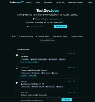 TestDevJobs platform preview