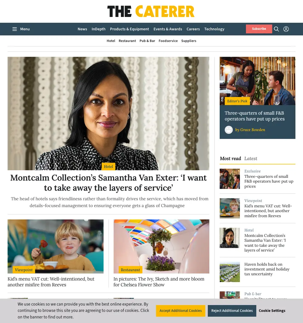 thecaterer.com job board platform screenshot showing job search interface