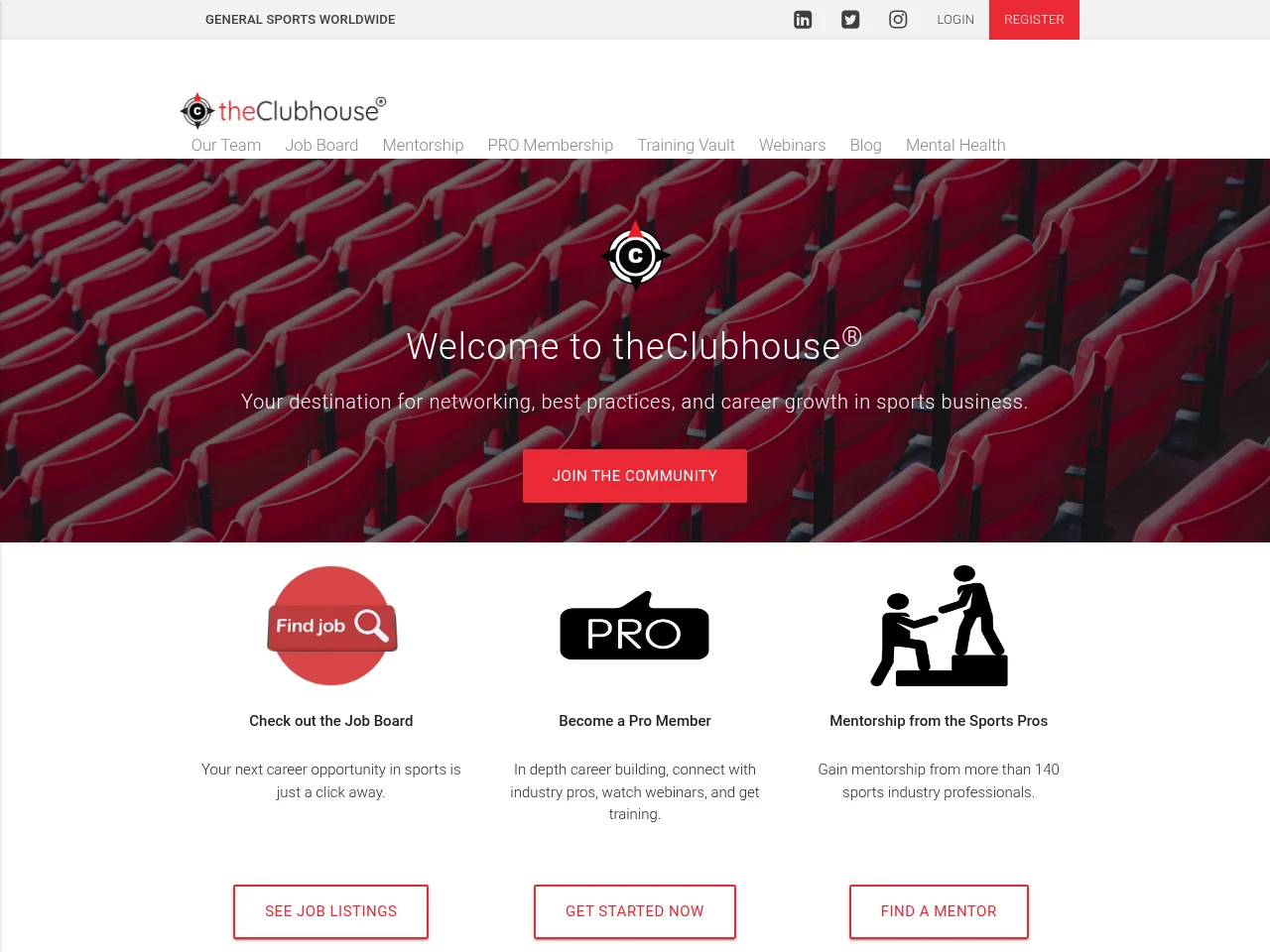 theClubhouse® job board platform screenshot showing job search interface