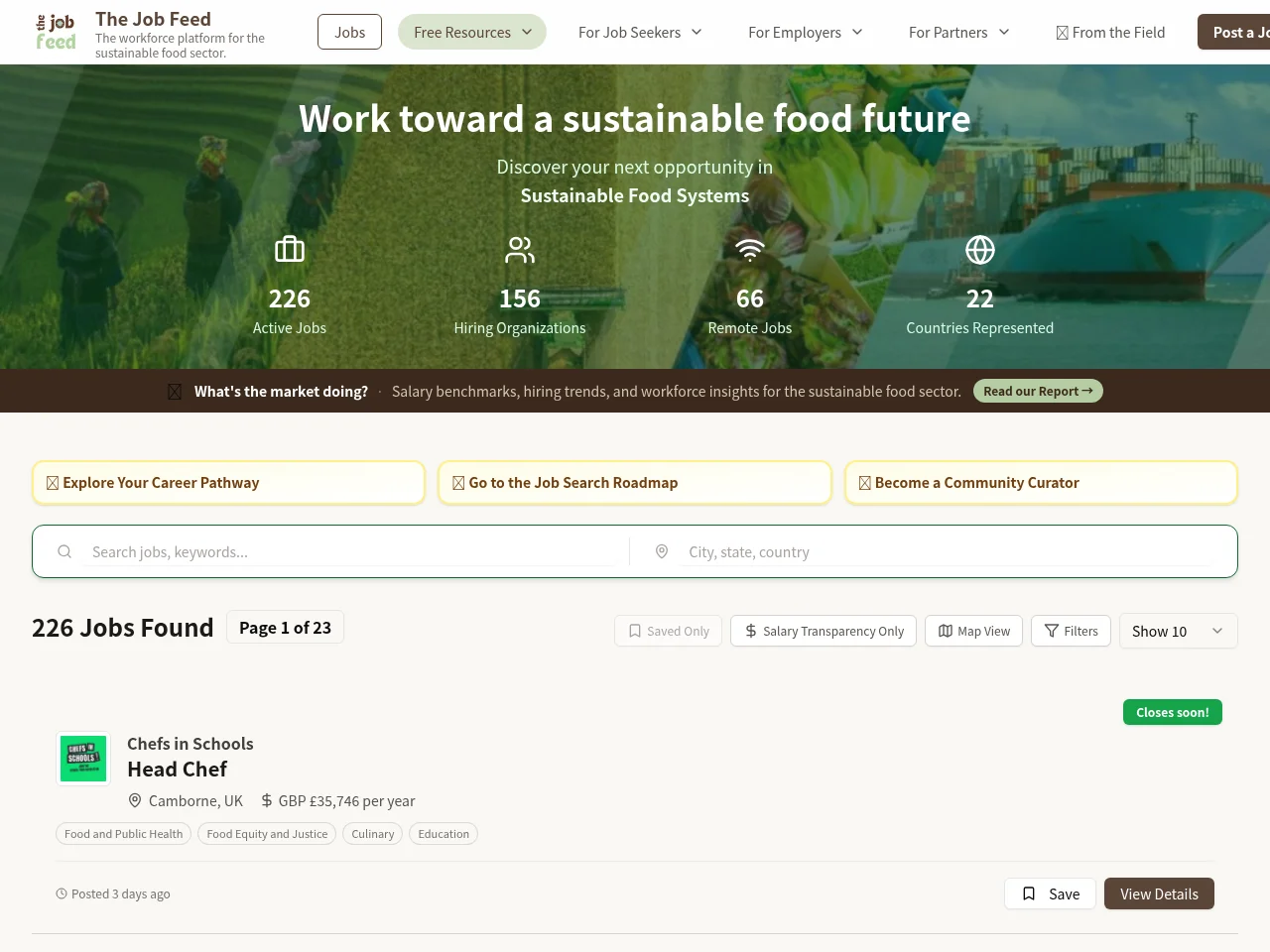 The Job Feed job board platform screenshot showing job search interface