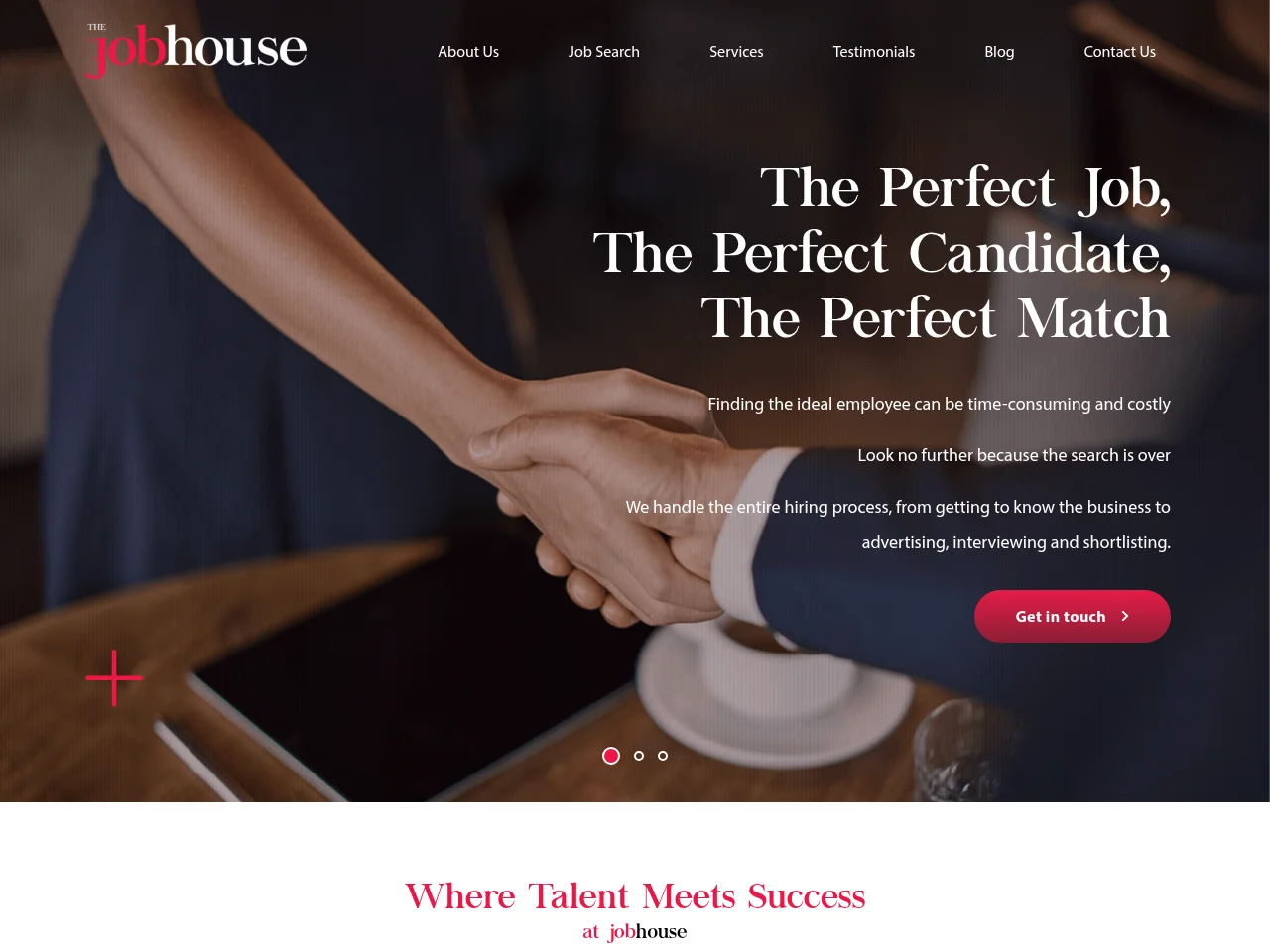 The Job House job board platform screenshot showing job search interface