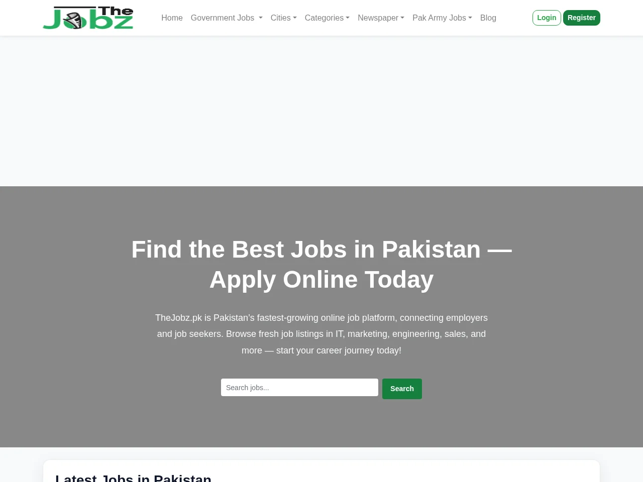 TheJobz.pk screenshot TheJobz.pk job board platform screenshot showing job search interface