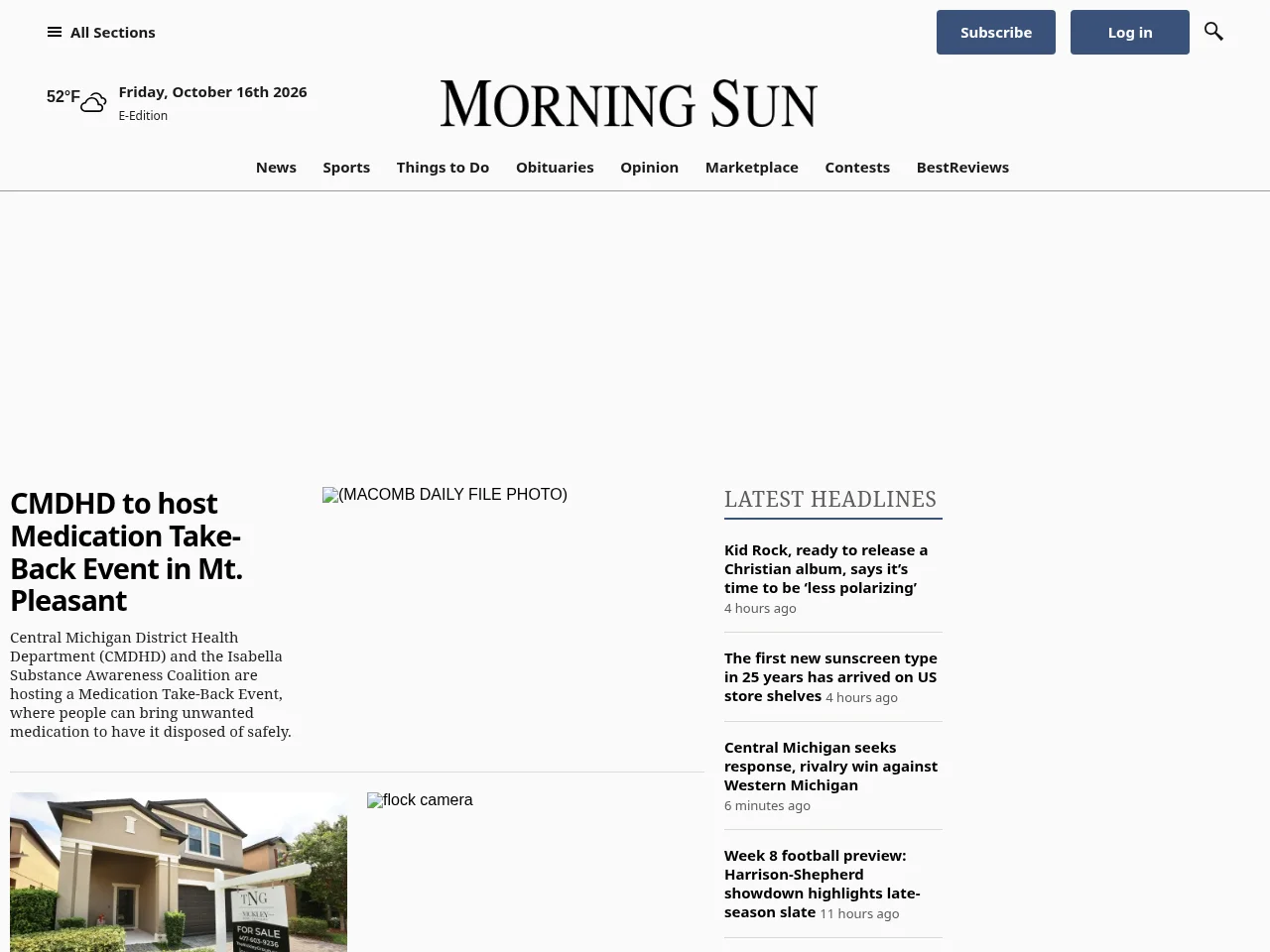The Morning Sun website screenshot