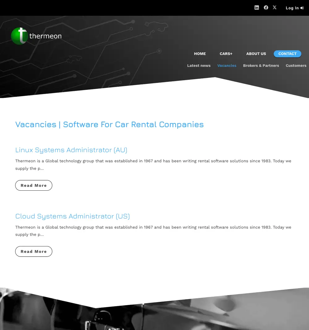 Thermeon job board platform screenshot showing job search interface