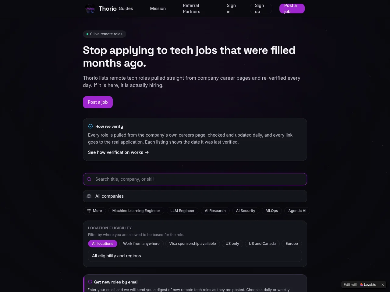 Thorio screenshot Thorio website screenshot