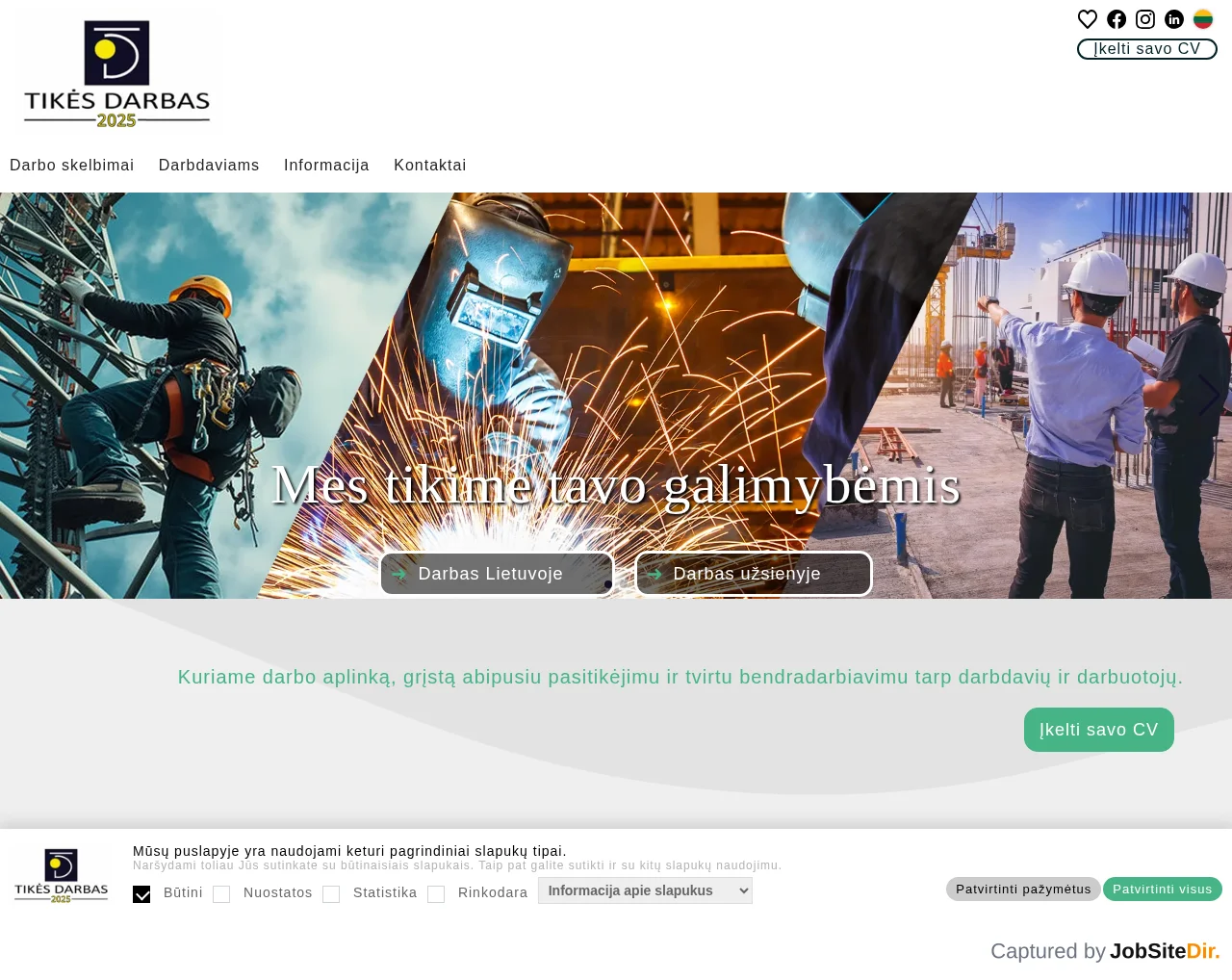 Tikes darbas screenshot Tikes darbas website screenshot