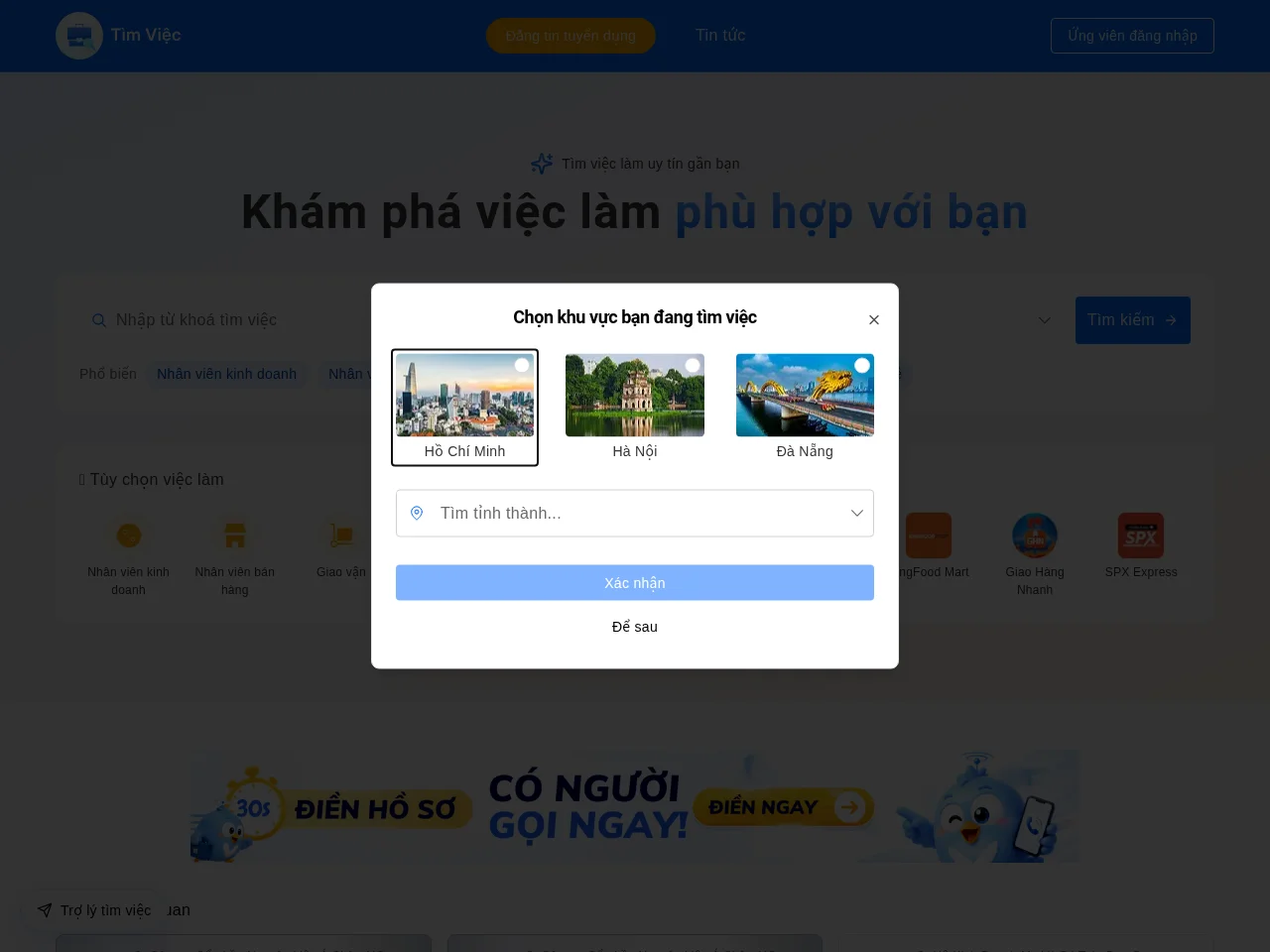 timviec.ai screenshot timviec.ai job board platform screenshot showing job search interface