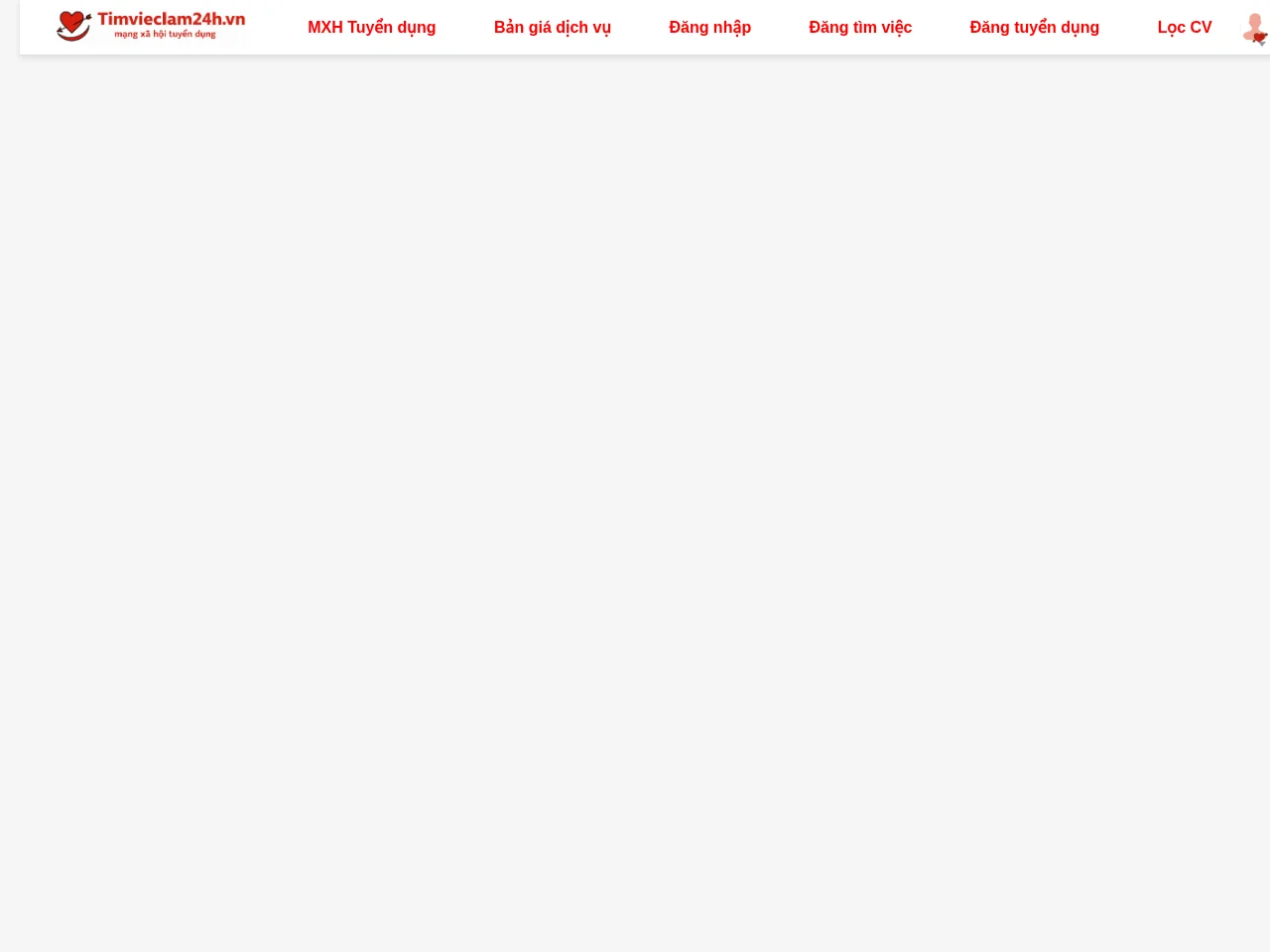 Timvieclam24h.vn job board platform screenshot showing job search interface