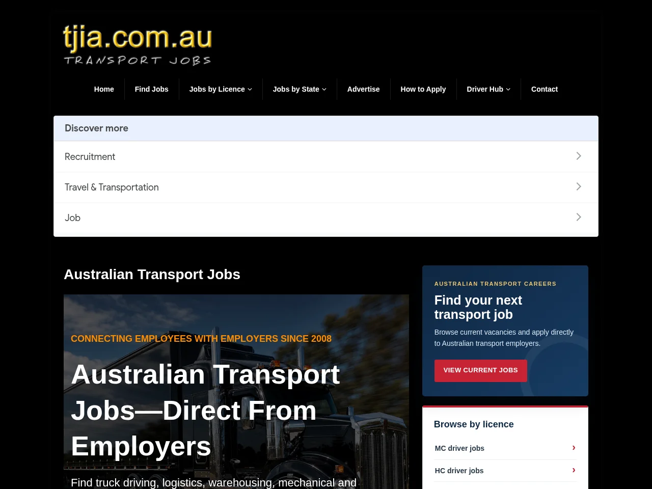 TJIA screenshot TJIA job board platform screenshot showing job search interface