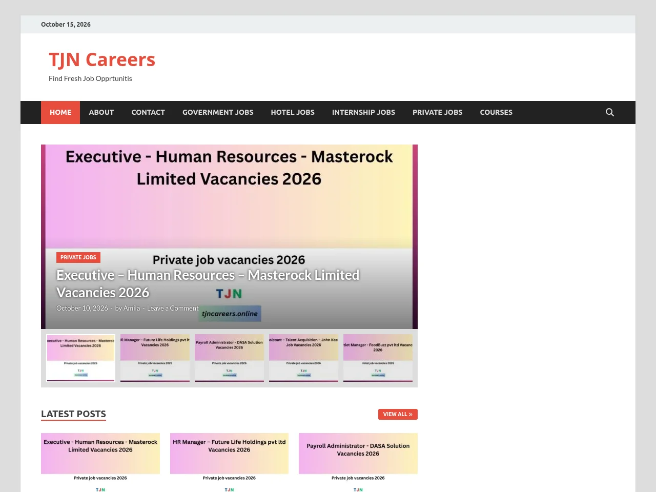 TJN Careers website screenshot