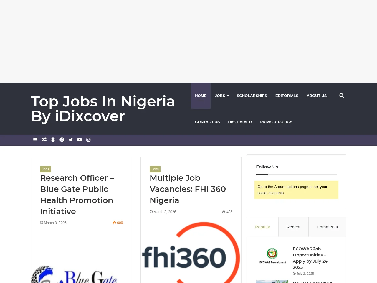 Top Jobs In Nigeria By iDixcover screenshot Top Jobs In Nigeria By iDixcover job board platform screenshot showing job search interface