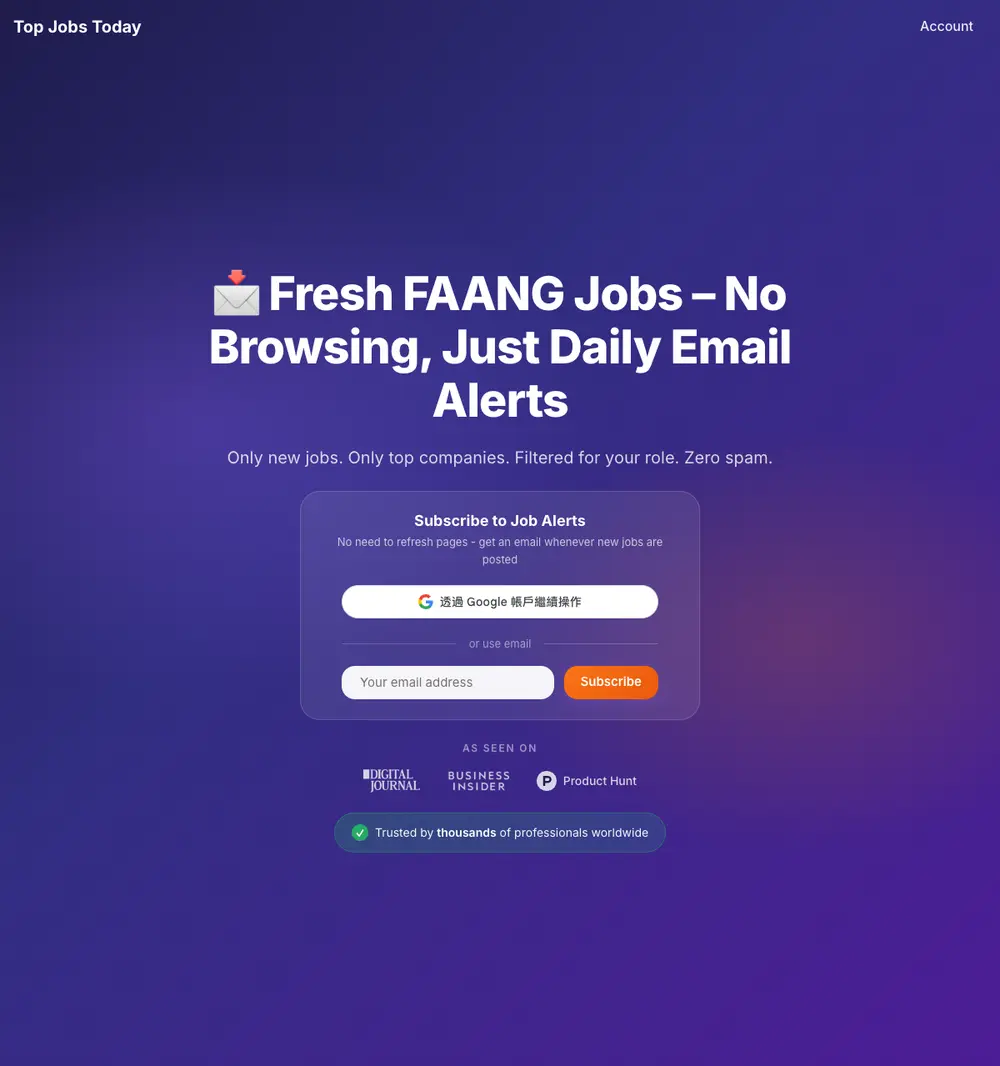 Top Jobs Today screenshot Top Jobs Today job board platform screenshot showing job search interface
