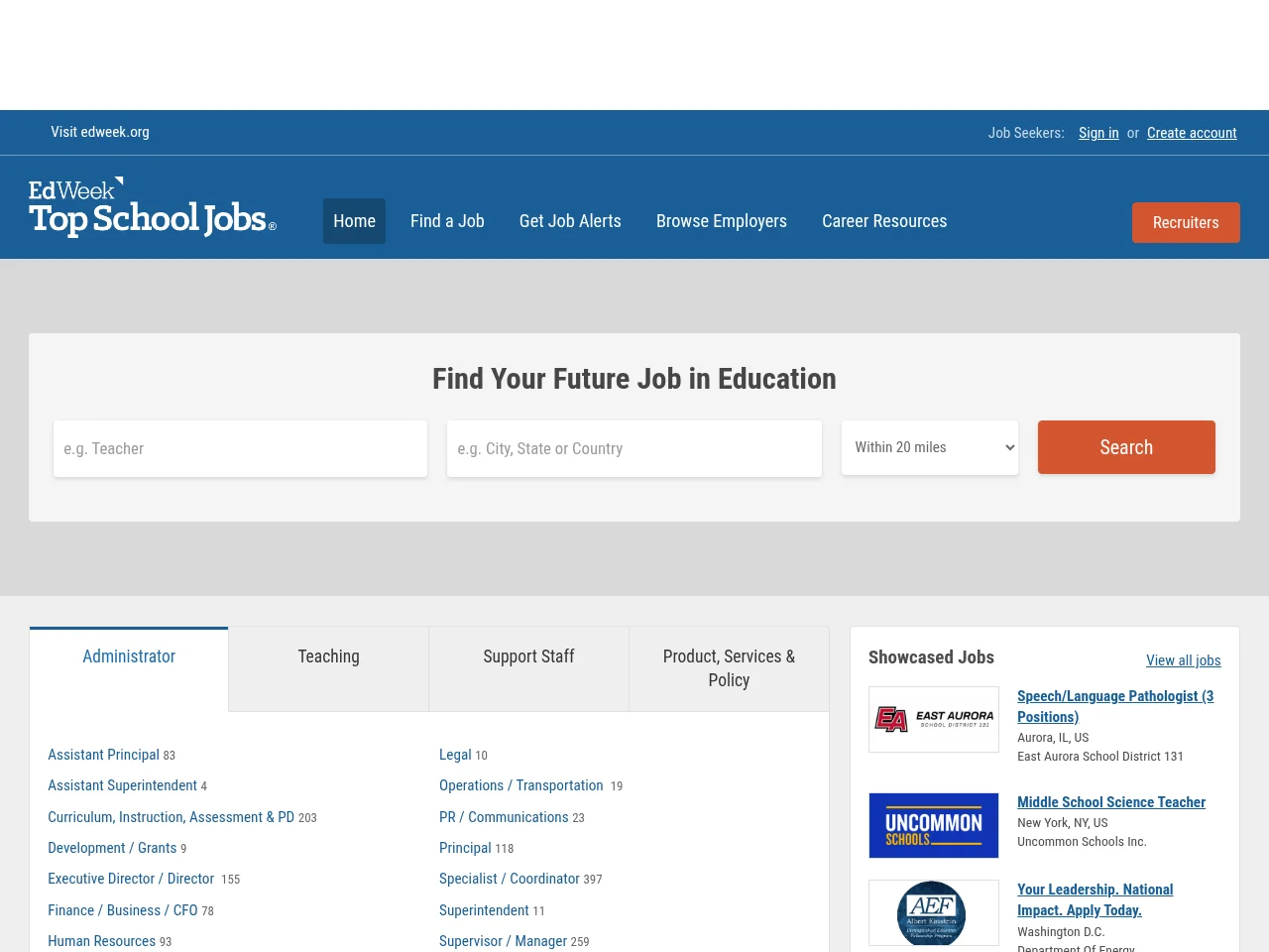 TopSchoolJobs screenshot TopSchoolJobs job board platform screenshot showing job search interface