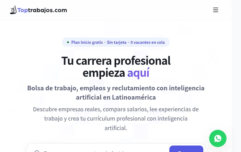 TopTrabajos screenshot TopTrabajos job board platform screenshot showing job search interface