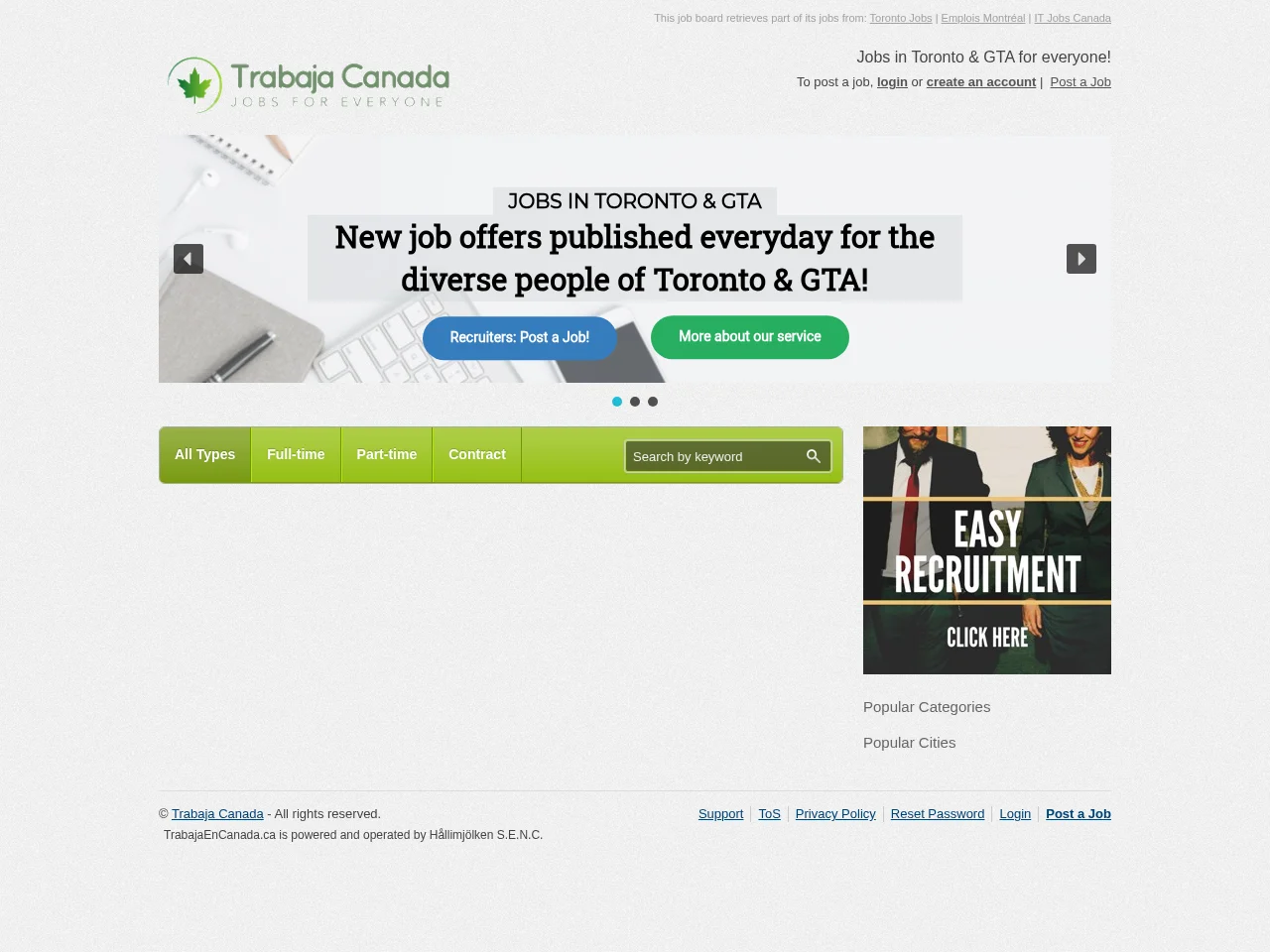 TrabajaenCanada.ca screenshot TrabajaenCanada.ca job board platform screenshot showing job search interface